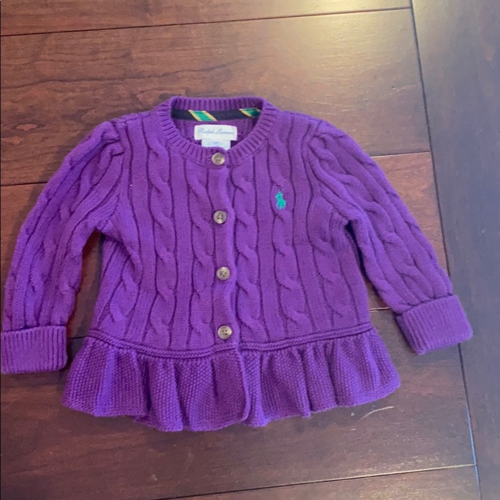 Baby Girl Ralph Lauren Cable Peplum Cardigan
